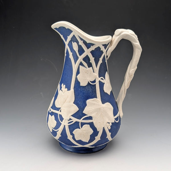 Antique British Parian Ware Water Jug with Grape Relief Decoration