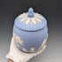 British Vintage Wedgwood Biscuit Barrel Jasperware in Pale Blue