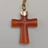 Antique orange amber cross pendant with necklace chain