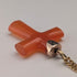 Antique orange amber cross pendant with necklace chain