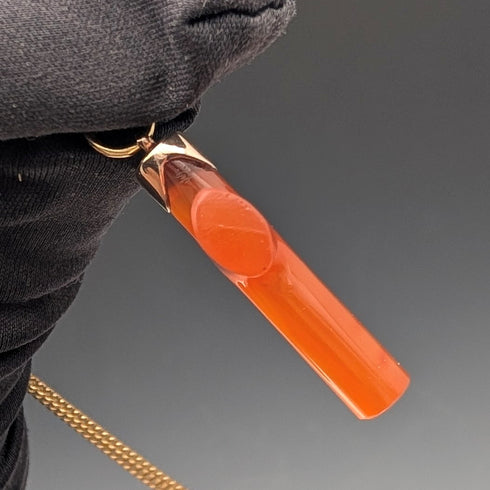 Antique orange amber cross pendant with necklace chain