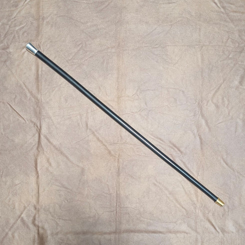 1953 British Vintage Black Shaft Sterling Silver Rondelle Handle Walking Stick, 81cm