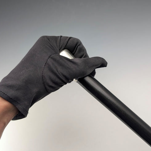 1953 British Vintage Black Shaft Sterling Silver Rondelle Handle Walking Stick, 81cm