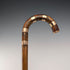Vintage brown shaft, curved handle, nickel band embellishment, walking stick, 94cm