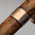 Vintage brown shaft, curved handle, nickel band embellishment, walking stick, 94cm