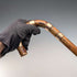 Vintage brown shaft, curved handle, nickel band embellishment, walking stick, 94cm