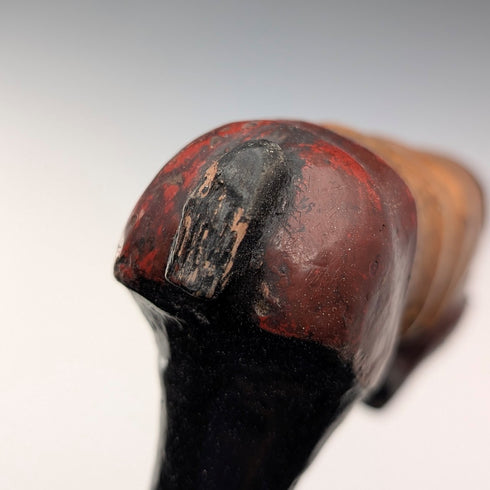 ヴィンテージ ブラックシャフト 彩色 馬彫刻ハンドル ステッキ 杖 94cm