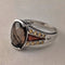 Vintage sterling silver smoky quartz and citrine enamel inlay ring (size 17)