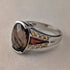 Vintage sterling silver smoky quartz and citrine enamel inlay ring (size 17)