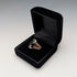 Vintage sterling silver smoky quartz and citrine enamel inlay ring (size 17)