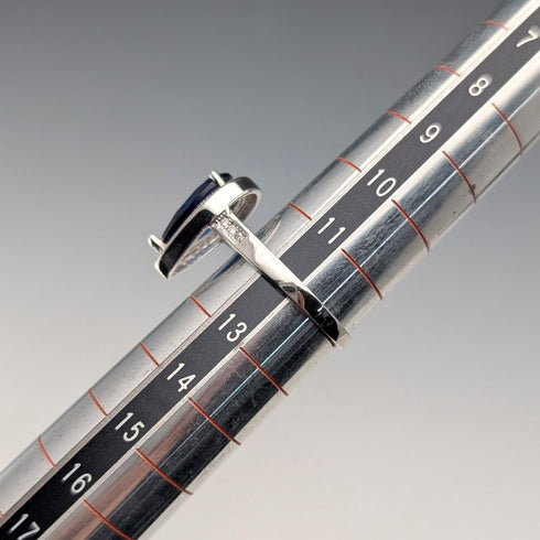 ヴィンテージ 純銀製 ドロップ型 ブルーキュービックジルコニア リング (12号)指輪