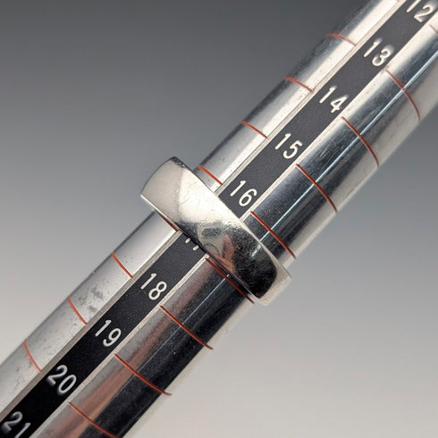 ヴィンテージ 純銀製 ガーネット バンドリング (17号)指輪