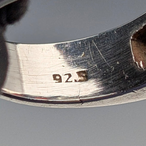 ヴィンテージ 純銀製 ガーネット バンドリング (17号)指輪