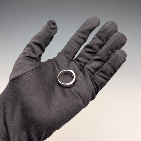 ヴィンテージ 純銀製 ガーネット バンドリング (17号)指輪