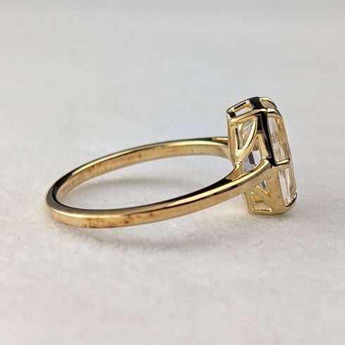 ヴィンテージ ゴールドメッキ純銀製 クォーツ リング (16-17号)指輪