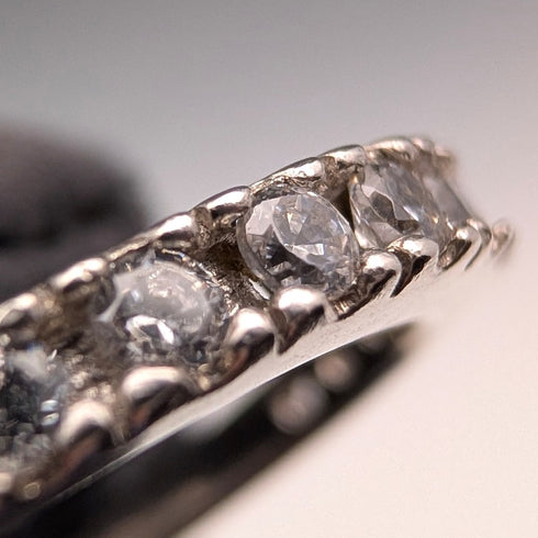 復古純銀立方氧化鋯半永恆戒指(11號)