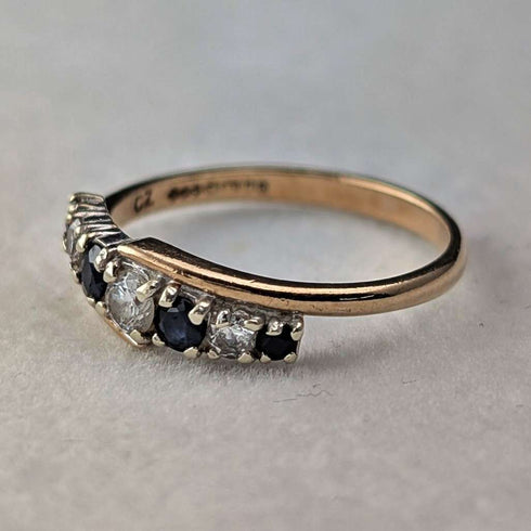 1984 British Vintage K9 Gold Sapphire & Zirconia Ring (Japanese size 12)