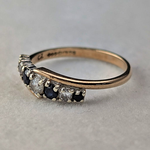 1984年 英国ヴィンテージ K9ゴールド サファイヤ&ジルコニア リング(日本12号) 指輪