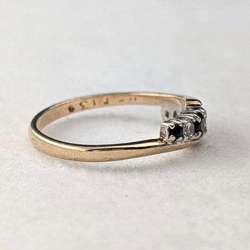 1984年 英国ヴィンテージ K9ゴールド サファイヤ&ジルコニア リング(日本12号) 指輪