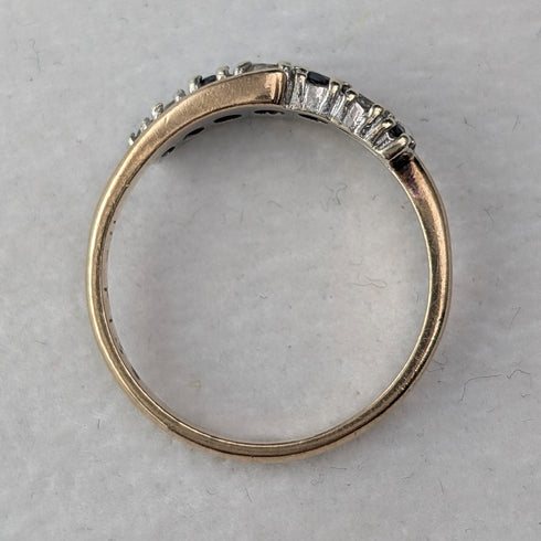 1984年 英国ヴィンテージ K9ゴールド サファイヤ&ジルコニア リング(日本12号) 指輪