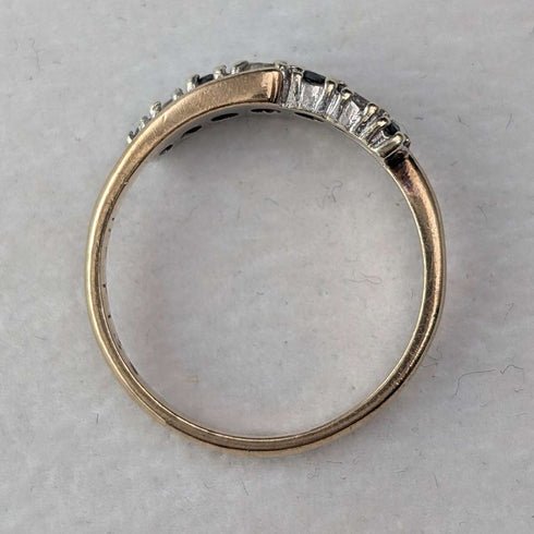 1984 British Vintage K9 Gold Sapphire & Zirconia Ring (Japanese size 12)
