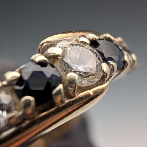 1984 British Vintage K9 Gold Sapphire & Zirconia Ring (Japanese size 12)