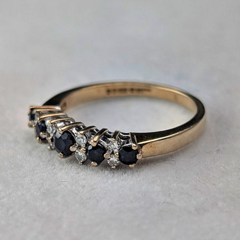 1991年 英国ヴィンテージ K9ゴールド サファイヤ&ジルコニア リング(日本12号) 指輪