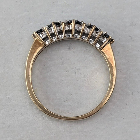 1991年 英国ヴィンテージ K9ゴールド サファイヤ&ジルコニア リング(日本12号) 指輪