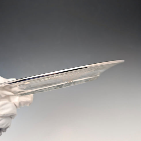 1930年代美國復古銀飾新藝術風格裝飾玻璃盤一對,直徑21厘米