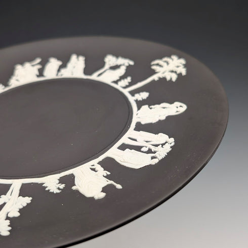 英國老式韋奇伍德黑色碧玉瓷盤,直徑23厘米,帶盒