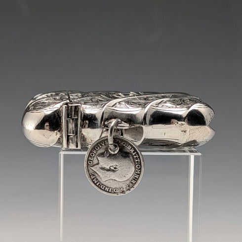 1895年 英国アンティーク 純銀製 ヴェスタケース 36g 1919コイン付 Thomas Hayes