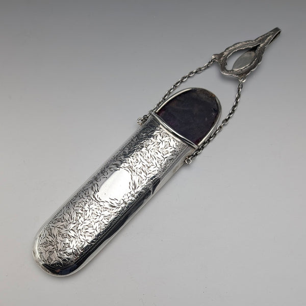 1904 British Antique Sterling Silver Chatelaine Eyeglass Case, 61g, Charles Lyster & Son