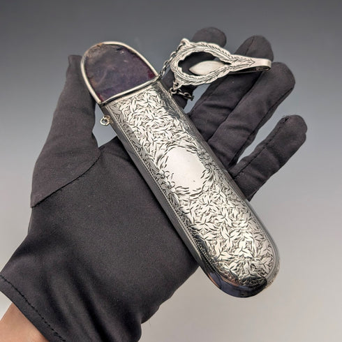 1904年英國古董純銀眼鏡盒,重61克,查爾斯萊斯特父子公司出品