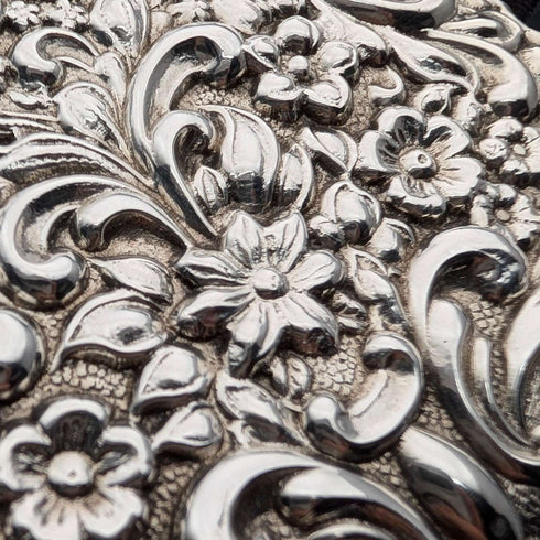 1903 British Antique Relief Sterling Silver Card Case, 81g, William Neale