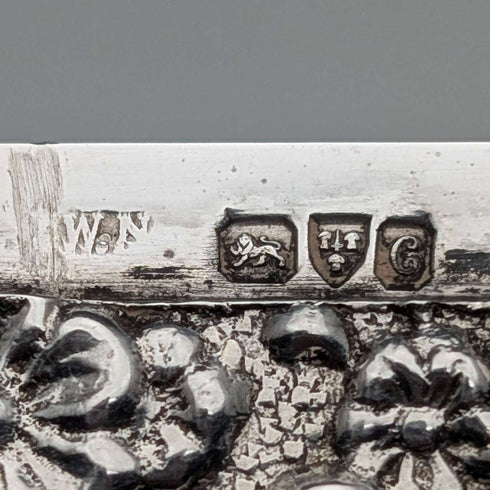 1903 British Antique Relief Sterling Silver Card Case, 81g, William Neale