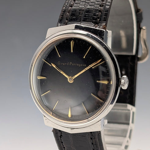 1960s Girard-Perregaux 17-jewel mechanical men's watch with black dial, in good working order
