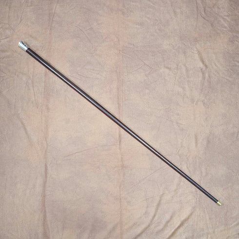 1880年 英国アンティーク ブラウンシャフト 純銀製ロンデルハンドル ステッキ 83cm