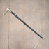 1911 British Antique Black Shaft Sterling Silver Antler L-Handle Walking Stick, 77cm