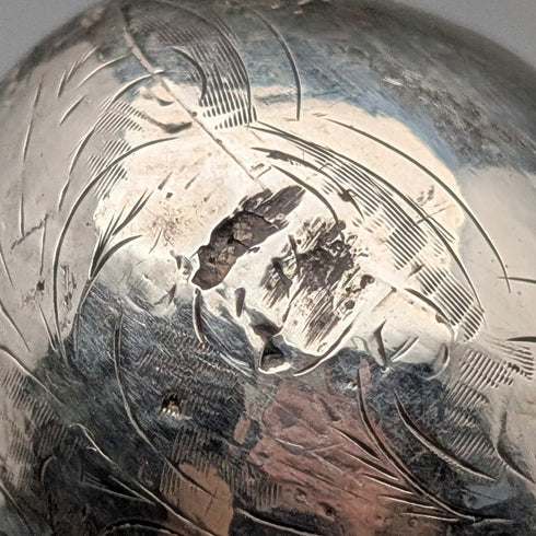 1919年英國古董黑柄純銀雕刻圓頭手柄手杖,88厘米