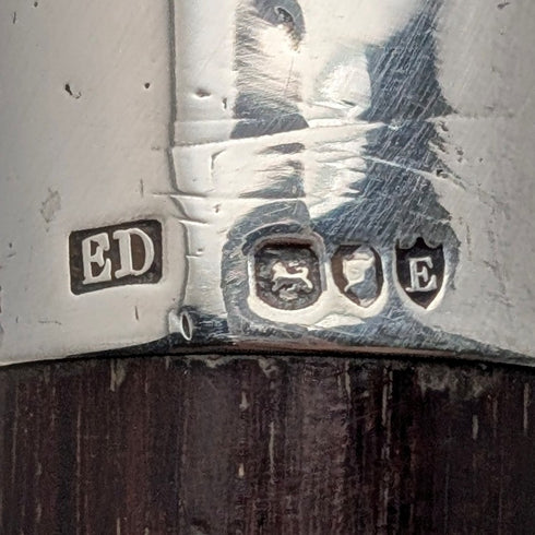 1880年 英国アンティーク ブラウンシャフト 純銀製ロンデルハンドル ステッキ 83cm