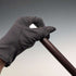 1880 British antique brown shaft sterling silver rondelle handle walking stick, 83cm