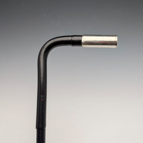 1899年英國古董黑色桿身L型手柄純銀輕便手杖,90厘米