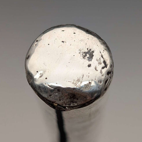 1899 British Antique Black Shaft L-Handle Sterling Silver Decorated Lightweight Walking Stick, 90cm