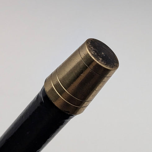 1911年 英国アンティーク ブラックシャフト 純銀装飾 アントラーL字ハンドル ステッキ 杖 77cm