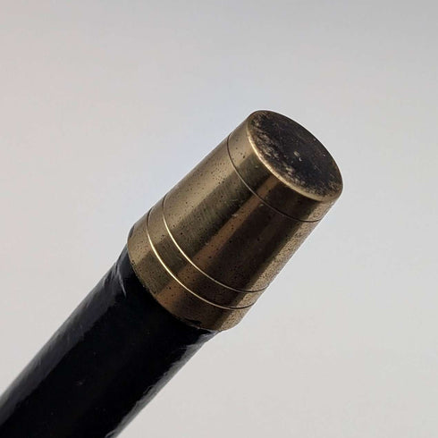 1911 British Antique Black Shaft Sterling Silver Antler L-Handle Walking Stick, 77cm