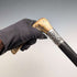 1911 British Antique Black Shaft Sterling Silver Antler L-Handle Walking Stick, 77cm