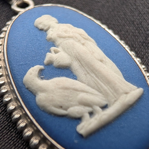 英國復古韋奇伍德純銀碧玉吊墜,搭配純銀鏈