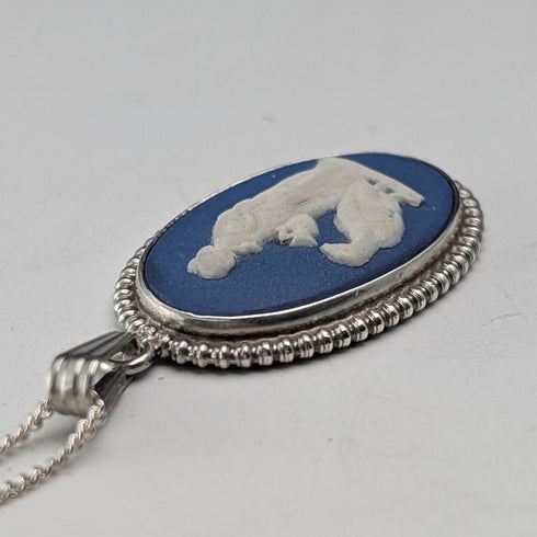 英國復古韋奇伍德純銀碧玉吊墜,搭配純銀鏈