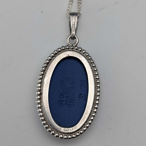 British Vintage Wedgwood Sterling Silver and Jasper Pendant with Sterling Silver Chain