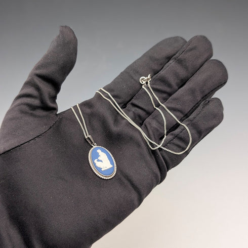 英國復古韋奇伍德純銀碧玉吊墜,搭配純銀鏈